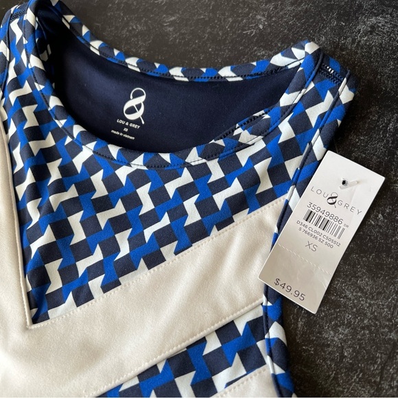 Lou & Grey Chevron Softsculpt Racerback Blue/white/black Bralette XS NWT - Picture 7 of 13